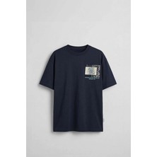 Abluka Online Erkek Oversize Nakış Detaylı Anadolu Motifi T-Shirt Lacivert