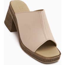 Limoya Fanny Bej Topuklu Kadın Terlik