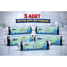 Popüler Sepet Star Plus Standart Battal Boy Çöp Torbası 75X90 cm 10LU Dayanıklı Büyük Boy Çöp Poşeti 5 Adet