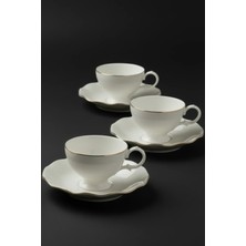 İpek Porselen 6 Kişilik Altın Yaldızlı Bone Zahra Porselen Kahve Fincan Takımı 12 Parça