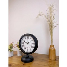 Özfırat Pvc Yapı Siyah Metal Modern Masa Saati 25×20 cm