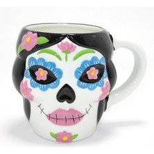 MiraLive Day Of The Dead Şeker Kurukafa Tasarımlı 3D Seramik Kupa Bardak ALK4893
