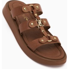 Limoya Blenda Hakiki Deri Taba Tokalı Kadın Terlik