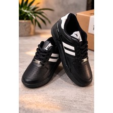 Siyah Sneaker Spor Ayakkabı Günlük Rahat Taban Bağcıklı Şık Model