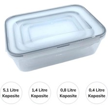 Özfırat Pvc Yapı Buffer® 4lü Iç Içe Sızdırmaz Contalı Kilitli Kapaklı Plastik Erzak Saklama Kapları LC315
