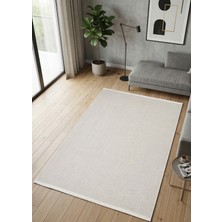 Çerkez Halı Baricollection Şönil Halı Yumuşak Kaymaz Taban Salon Oturma Odası Halısı Beyaz BR04
