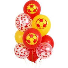 Patladı Gitti Sarı Kırmızı Futbol Temalı Konsept 10'lu Balon Set