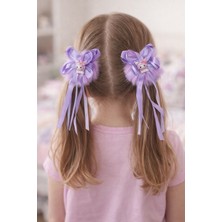 Bymiel My Melody Figürlü Lila Fiyonklu Peluş Detaylı Ikili Mandallı Çocuk Saç Tokası