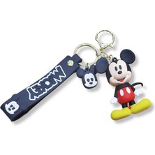 Teknofun Mickey Mouse Premium 3D Figürlü Bilek Kayışlı Anahtarlık - Siyah - 1 Adet
