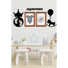Özfırat Pvc Yapı Buffer® DECO103 Supermen Dekoratif Duvar Süsü Tablo Aksesuar Ahşap Tasarım Hediye Pano Sticker Seti