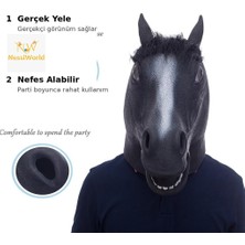 NW NessiWorld Gerçekçi At Kafası Maskesi Siyah Renk