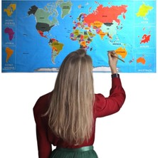 Özfırat Pvc Yapı Buffer® Renkli Atlas Dünya Haritası Manyetik Yapıştırıcı Gerektirmeyen Duvar Stickerı 118 cm * 56 cm