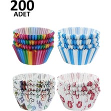 Porlisma 200 Adet Muffin Cupcake Kağıdı, Renkli Kağıt Muffin Kek Kalıbı