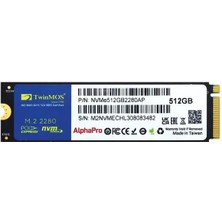 TwinMos 512 GB Twınmos M.2 Pcıe Nvme 3600/3250 NVME512GB2280AP