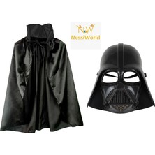 NW NessiWorld Çocuk Boy Yıldız Savaşları Darth Vader Maskesi ve 90 cm Pelerin Seti Siyah