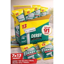 Popüler Sepet Derby Tek Bıçaklı Tıraş Bıçağı 13’lü 7 Paket 91 Adet Krom Seramik Platin ve Tungsten Kaplı Ekonomik Set