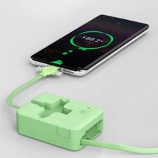 Özfırat Pvc Yapı Buffer® Cep Tipi Telefon Tutuculu Makaralı Uzayıp Kısalabilen 3'ü 1 Arada USB Şarj Kablosu