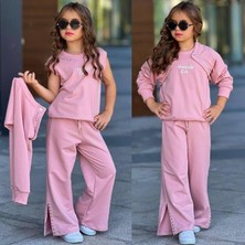 Wikiboom Kız Çocuk 3 Parça Alt Üst Takım 6430 Pudra