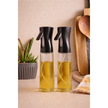 Porlisma Loria 2'li 350 ml Sprey Cam Yağdanlık, Püskürtmeli Zeytinyağı ve Sıvıyağ Yağlık Şişesi-2 Siyah