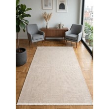Çerkez Halı Bari Collection Şönil Halı Yumuşak Kaymaz Taban Salon Oturma Odası Halısı Bej BR04