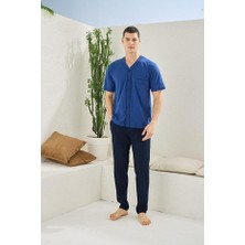 Kly Erkek Indigo Kısa Kol Pijama Takımı 2113