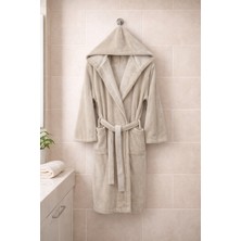 MySoft Home Triga Kadife Kapüşonlu  Bornoz %100 Pamuk