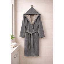 MySoft Home Triga Kadife Kapüşonlu Bornoz  %100 Pamuk