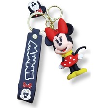 Teknofun Minie Mouse Premium 3D Figürlü Bilek Kayışlı Anahtarlık - Siyah - 1 Adet