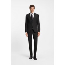 Boss Erkek Normal Kesim Çentikli Yaka Yün Içerikli Tamamen Astarlı Siyah Alt-Üst Takım 50557261-001