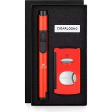 Cigarloong Kesici ,delici ve Çakmaklı Puro Seti Red