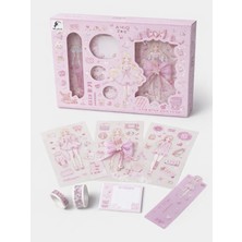 Munis Kawaii Kırtasiye Seti – Sticker, Washi Bant, Mini Not Defteri, Cetvel & Kitap Ayracı | Hediye Seti