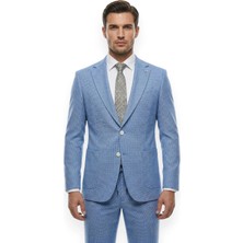 HERMOSE Riviera | Azure Mavi Mikro Kaz Ayağı Desenli Jogger Takım Elbise