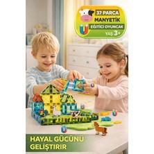 Toyfest 37 Parça Manyetik Çiftlik Oyuncak Seti Magnet Yapı Blokları Eğitici Çocuk Oyunu