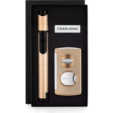 Cigarloong Kesici ,delici ve Çakmaklı Puro Seti Gold