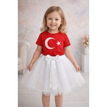 Lunas Tekstil Kız Çocuk Fiyonklu Hayal Tüllü Tütü Etek Beyaz