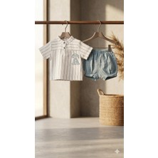 Gülşen Baby Efemkids 6/24 Ay A Nakışlı Erkek 2'li Bebek Takım Müslin Yenidoğan Bebek Takımı