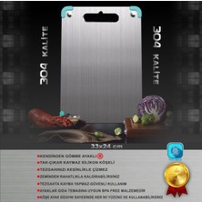 304 Kalite Paslanmaz Çelik Kesme Tahtası – Antibakteriyel - Hijyenik  (Kendinden Gömme Ayaklı)