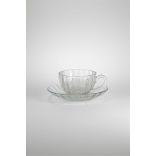 İpek Porselen Crystal Rib 12 Parça Cam Çay Takımı – 170 ml Bardak & Tabak