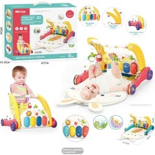 NessiWorld BIB6016- Piyanolu Bebek Yürüteci ve Tavşan Desenli Kırmızı Oyun Halısı  2 In 1