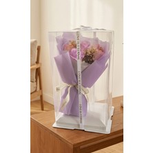 Bakburaya Yapay Çiçekçilik Büyük Kutulu Mor Tüy Dekorlu Gül Hediyelik Aranjman