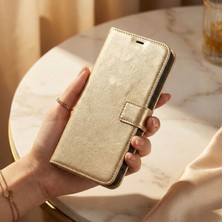 Caseonn Tecno Spark Slim 5g Kılıf Kart Bölmeli Stand Özellikli Cüzdanlı Manyetik Kapak Gold