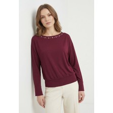 Rays Bordo Yaka Kuş Göz Detay Bluz 7848