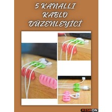 Keskon 5 Kanallı Kablo Düzenleyici – Masa Üstü Pratik Kablo Tutucu Aparat