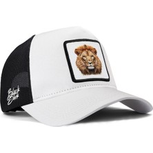 BlackBörk Aslan Logolu Beyaz-Siyah Trucker Şapka