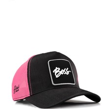 BlackBörk Boss Logolu Cordura Siyah-Pembe Trucker Şapka
