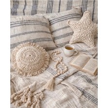 HB&Victory Müslin Nevresim Takımı Antrasit Renk Çizgili Çift Kişilik 200X220 Cm.