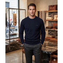 Loro Piana  Slimfit Bisiklet Yaka Loro Piana  Imzalı Organik Pamuklu Triko Kazak