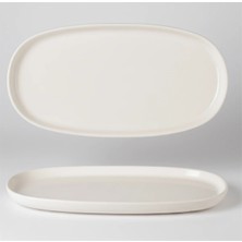 İpek Porselen 6 Kişilik Nodric Kenar Oval Kayık Salata Tabağı 25CM Krem Rengi
