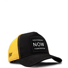BlackBörk Yesterday Now Tomorrow Logolu Cordura Siyah-Sarı Trucker Şapka