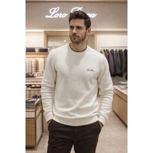 Loro Piana  Slimfit Bisiklet Yaka Loro Piana  Imzalı Organik Pamuklu Triko Kazak